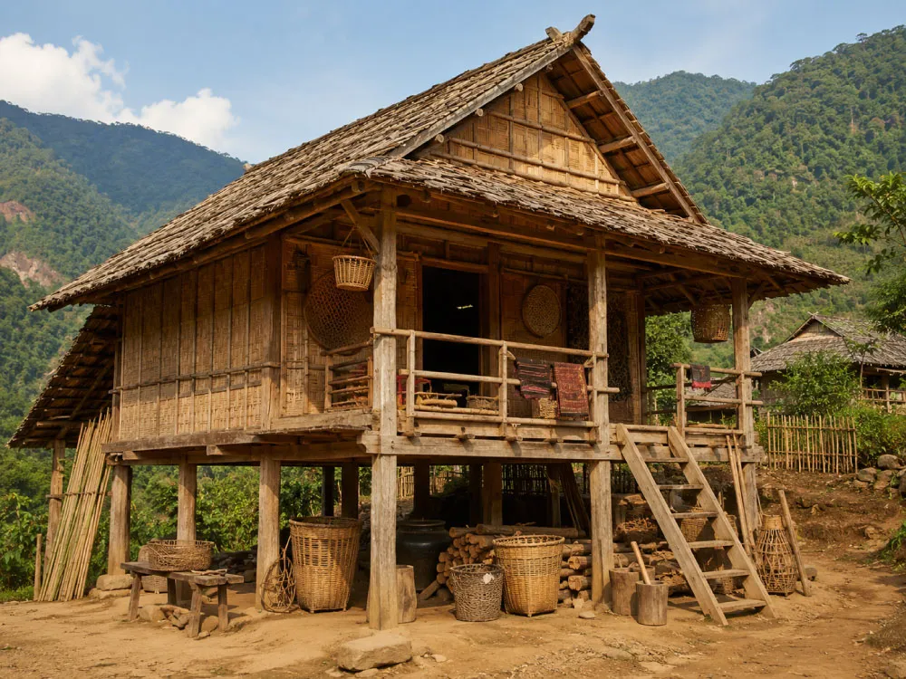 Karen stilt house scene